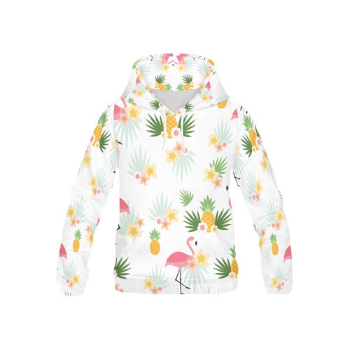 Flamingos and Pineapple Pattern All Over Print Hoodie for Kid (USA Size) (Model H13)