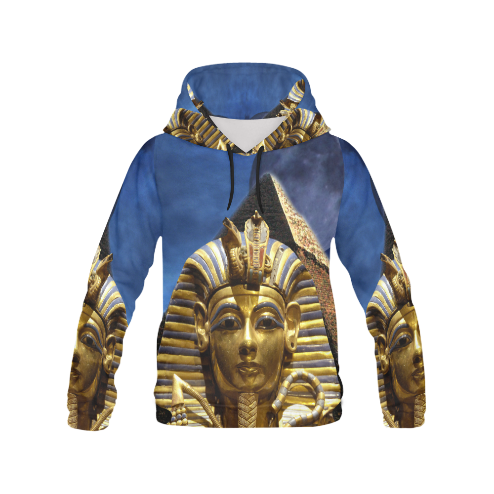 King Tut and Pyramid All Over Print Hoodie for Women (USA Size) (Model H13)
