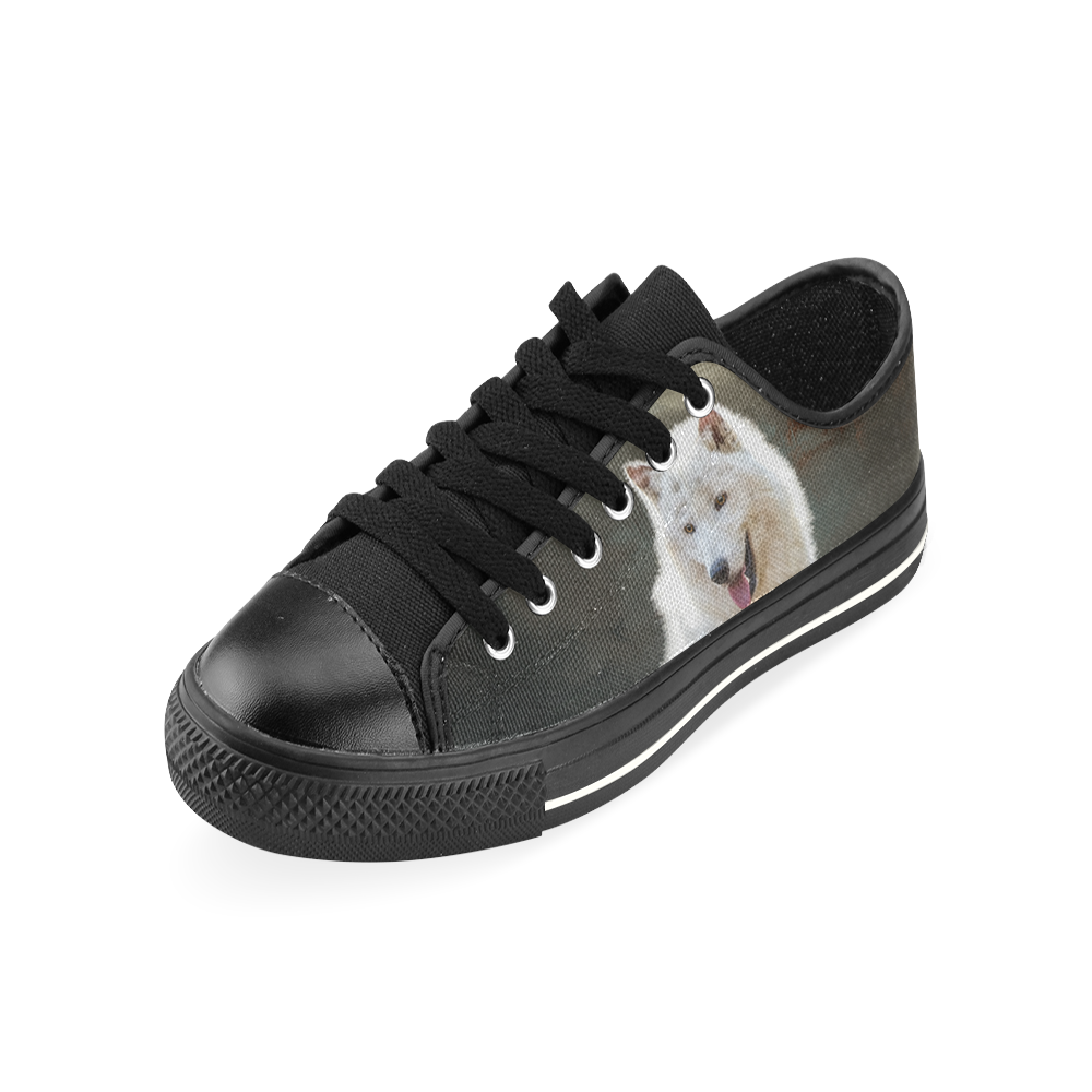 A wonderful painted arctic wolf Low Top Canvas Shoes for Kid (Model 018)