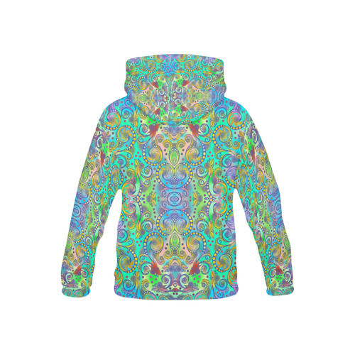 Oriental Flowers Spirals Ornaments Soft Colored All Over Print Hoodie for Kid (USA Size) (Model H13)