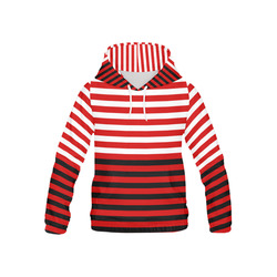 Wide White & Black Flat Stripes Pattern All Over Print Hoodie for Kid (USA Size) (Model H13)