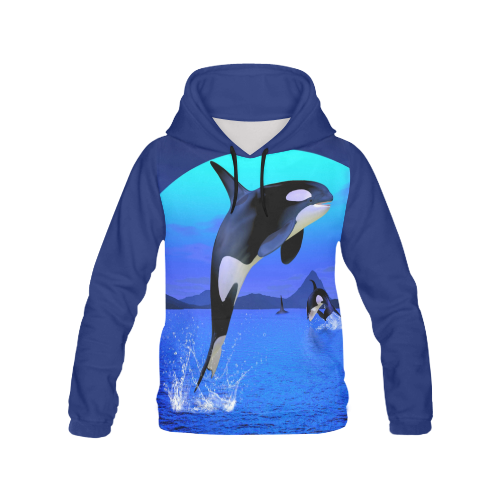 A Orca Whale Enjoy The Freedom All Over Print Hoodie for Women (USA Size) (Model H13)