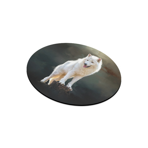 A wonderful painted arctic wolf Round Mousepad