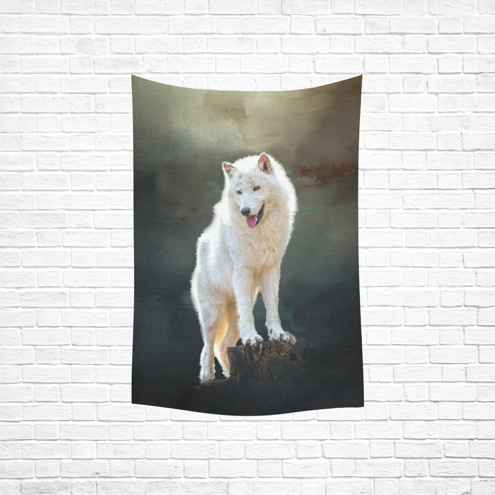 A wonderful painted arctic wolf Cotton Linen Wall Tapestry 40"x 60"