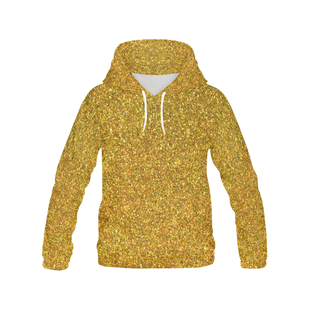 yellow glitter All Over Print Hoodie for Women (USA Size) (Model H13)