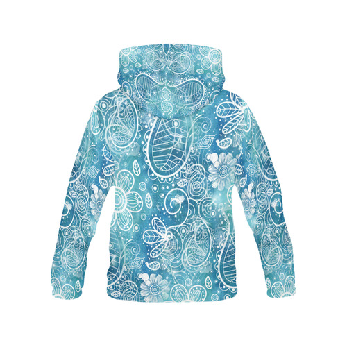 Blue Floral Doodle Dreams All Over Print Hoodie for Women (USA Size) (Model H13)