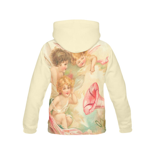 Vintage valentine cupid angel hear love songs All Over Print Hoodie for Women (USA Size) (Model H13)