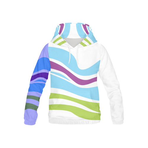 ALL OVER PRINT : With Rainbow waves All Over Print Hoodie for Kid (USA Size) (Model H13)