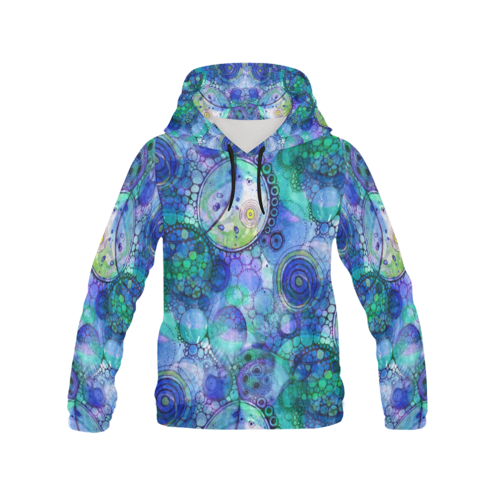 Aqua Bubbles All Over Print Hoodie for Women (USA Size) (Model H13)