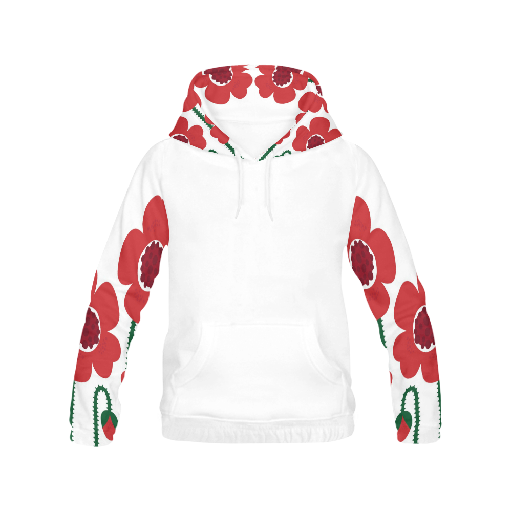 ALL OVER PRINT HOODIE WITH FLOWERs All Over Print Hoodie for Women (USA Size) (Model H13)