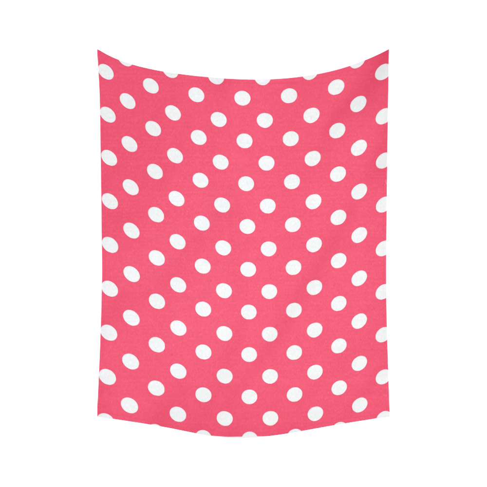 Indian Red Polka Dots Cotton Linen Wall Tapestry 80"x 60"