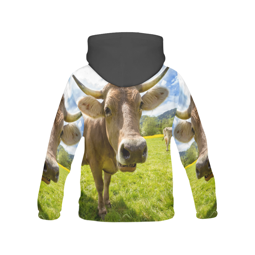 Photography Pretty Blond Cow On Grass All Over Print Hoodie for Men (USA Size) (Model H13)
