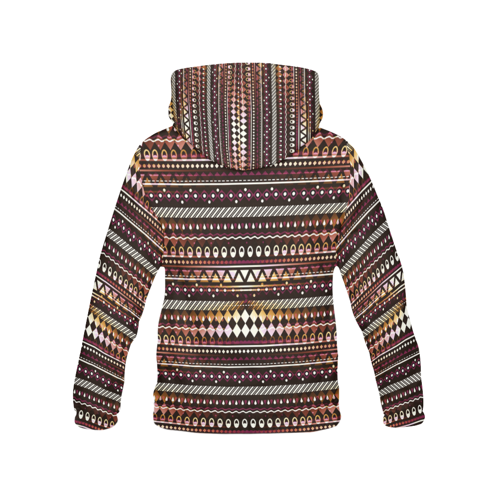 Gold N Maroon Tribal Pattern All Over Print Hoodie for Women (USA Size) (Model H13)
