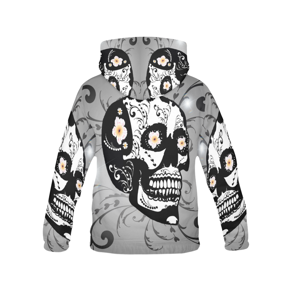 Wonderful sugar skull in black and white All Over Print Hoodie for Men (USA Size) (Model H13)
