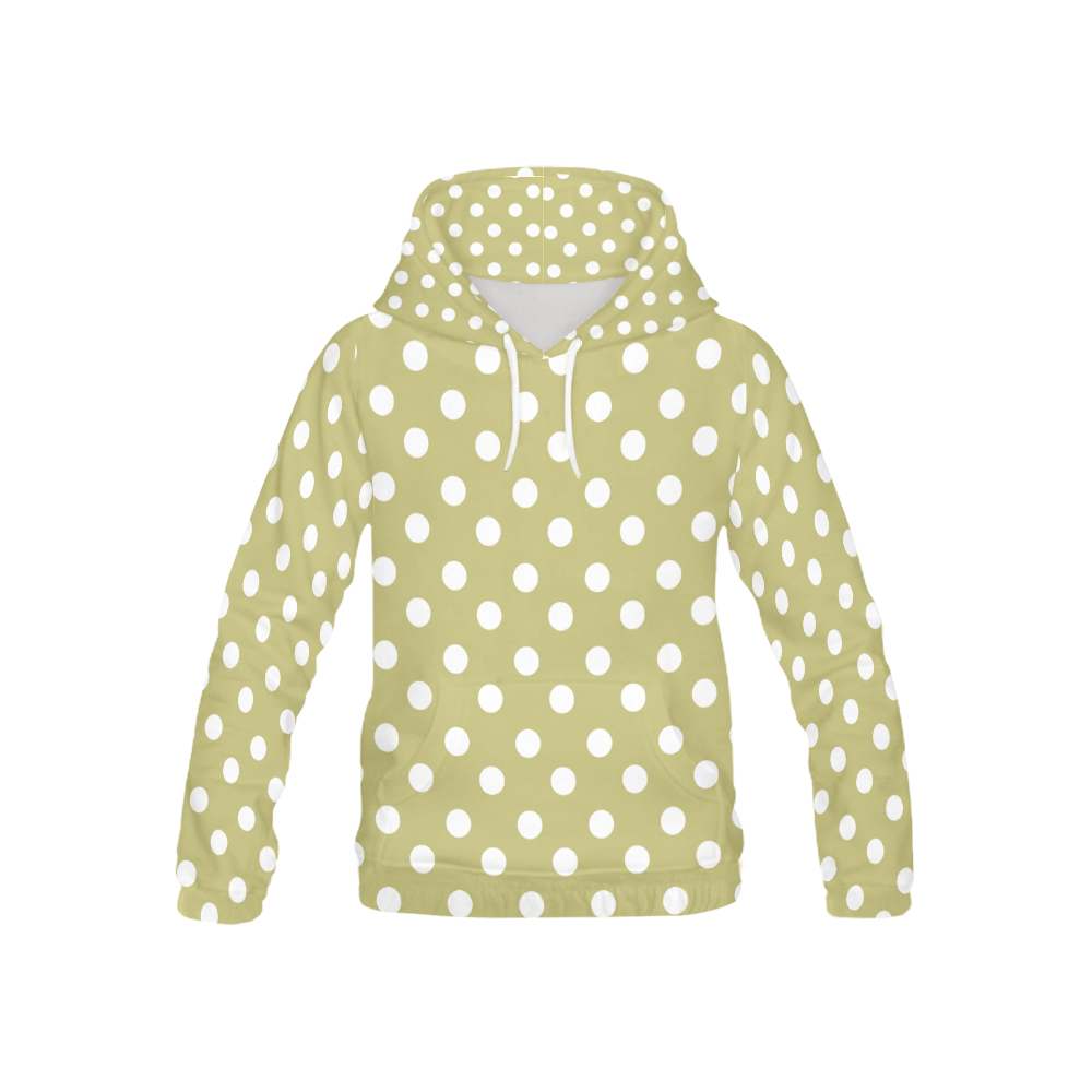 Olive Polka Dots All Over Print Hoodie for Kid (USA Size) (Model H13)