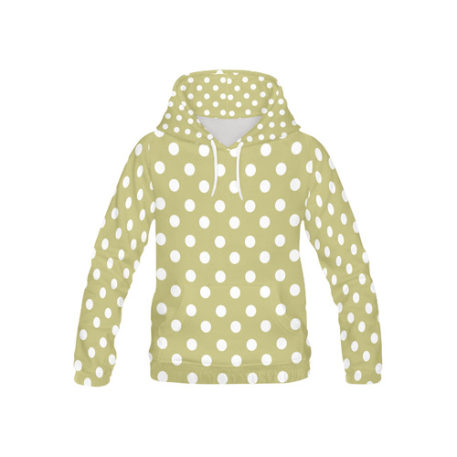 Olive Polka Dots All Over Print Hoodie for Kid (USA Size) (Model H13)