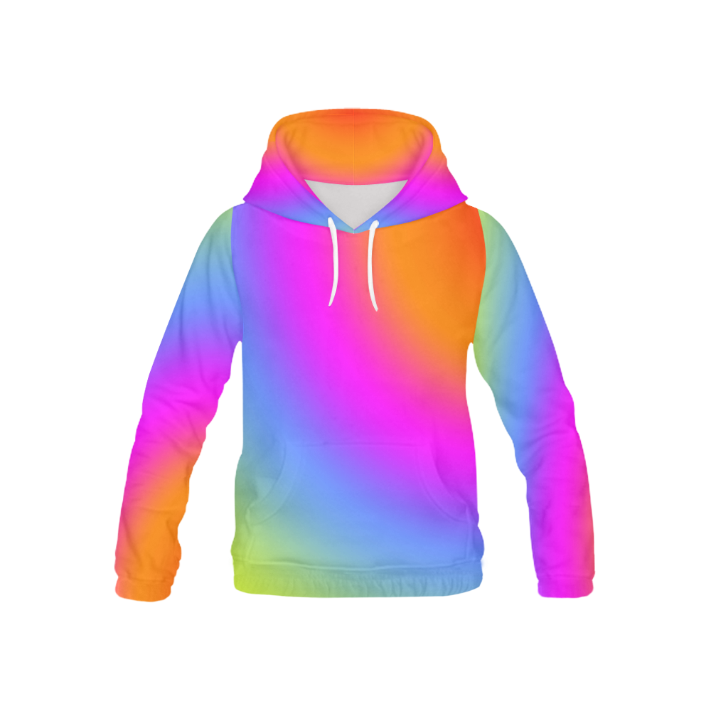 Radial Gradients Red Orange Pink Blue Green All Over Print Hoodie for Kid (USA Size) (Model H13)