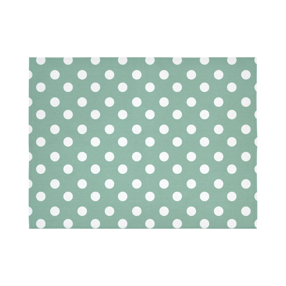 Mint Polka Dots Cotton Linen Wall Tapestry 80"x 60"