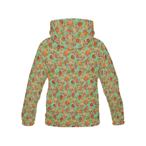 sugar skull pattern All Over Print Hoodie for Women (USA Size) (Model H13)