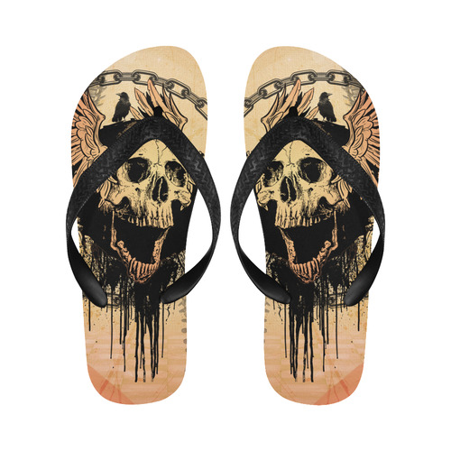 Scary skull Flip Flops for Men/Women (Model 040)