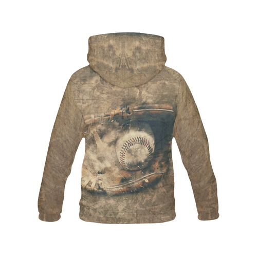 Abstract Vintage Baseball All Over Print Hoodie for Women (USA Size) (Model H13)