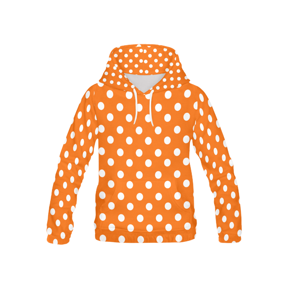 Orange Polka Dots All Over Print Hoodie for Kid (USA Size) (Model H13)