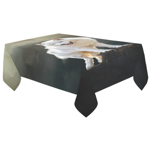 A wonderful painted arctic wolf Cotton Linen Tablecloth 60"x 104"