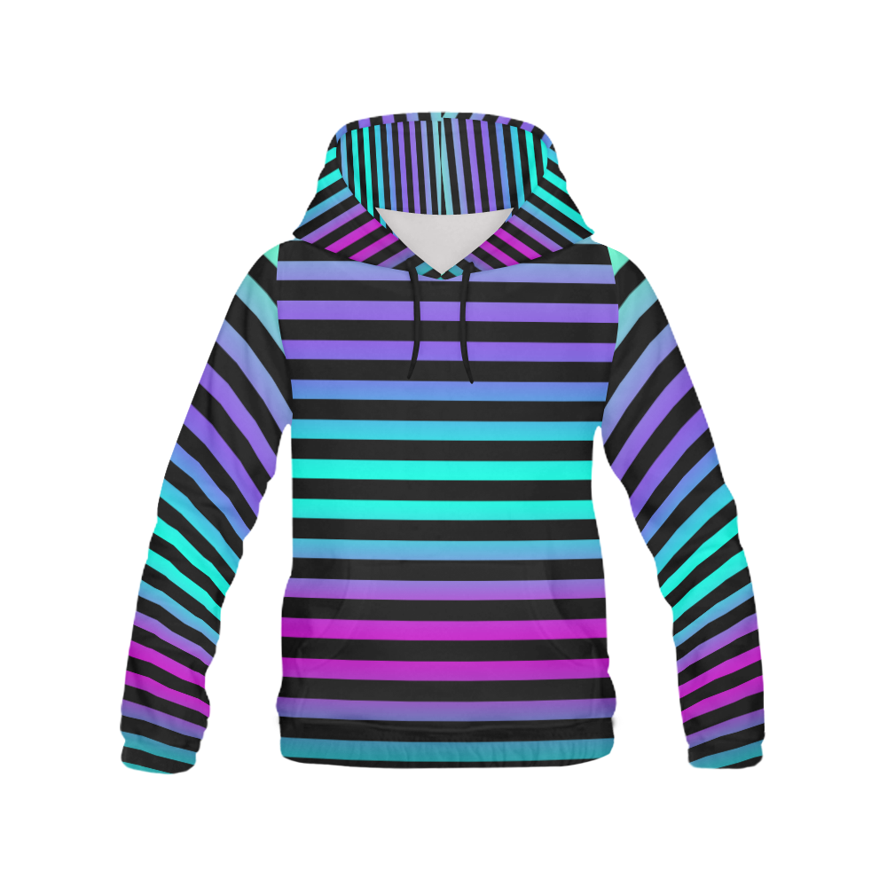 Wide Flat Stripes Pattern Colored All Over Print Hoodie for Men (USA Size) (Model H13)