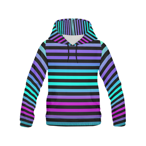 Wide Flat Stripes Pattern Colored All Over Print Hoodie for Men (USA Size) (Model H13)