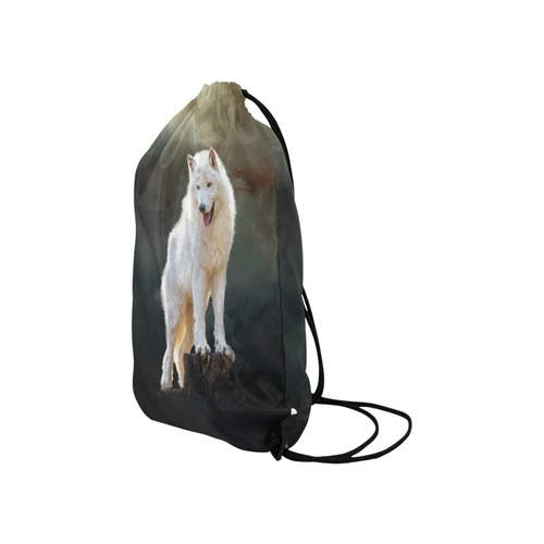 A wonderful painted arctic wolf Small Drawstring Bag Model 1604 (Twin Sides) 11"(W) * 17.7"(H)