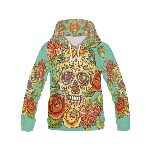 sugar skull All Over Print Hoodie for Women (USA Size) (Model H13)