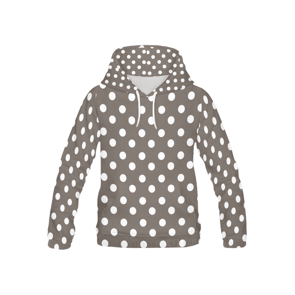 Beige Polka Dots All Over Print Hoodie for Kid (USA Size) (Model H13)