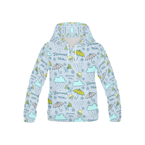 Cute Rain Pattern Doodles All Over Print Hoodie for Kid (USA Size) (Model H13)