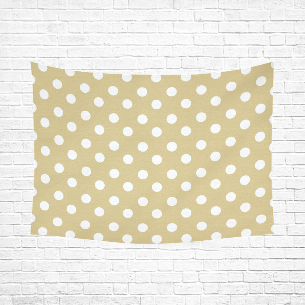Light Olive Polka Dots Cotton Linen Wall Tapestry 80"x 60"