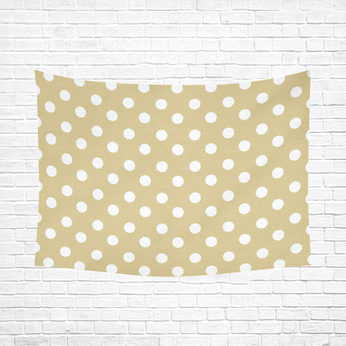 Light Olive Polka Dots Cotton Linen Wall Tapestry 80"x 60"