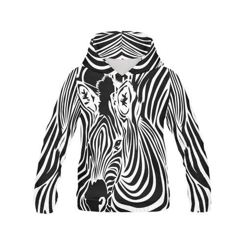 zebra opart, black and white All Over Print Hoodie for Women (USA Size) (Model H13)
