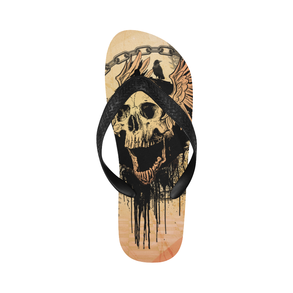 Scary skull Flip Flops for Men/Women (Model 040)