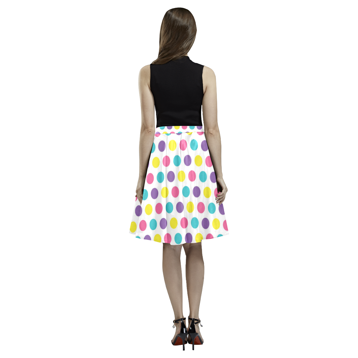 Polka Dots Melete Pleated Midi Skirt (Model D15)