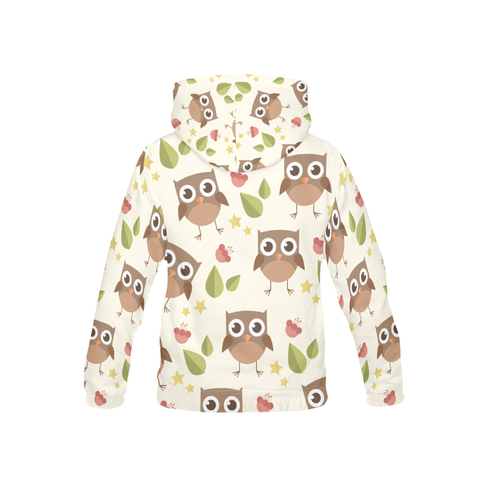 Modern Retro Owl Pattern All Over Print Hoodie for Kid (USA Size) (Model H13)