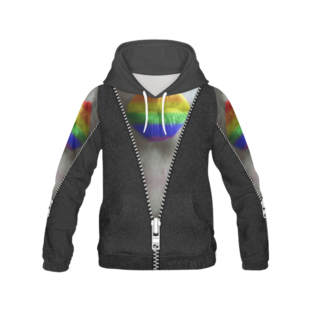 ZIPPER RAINBOW KISS LIPS All Over Print Hoodie for Men (USA Size) (Model H13)