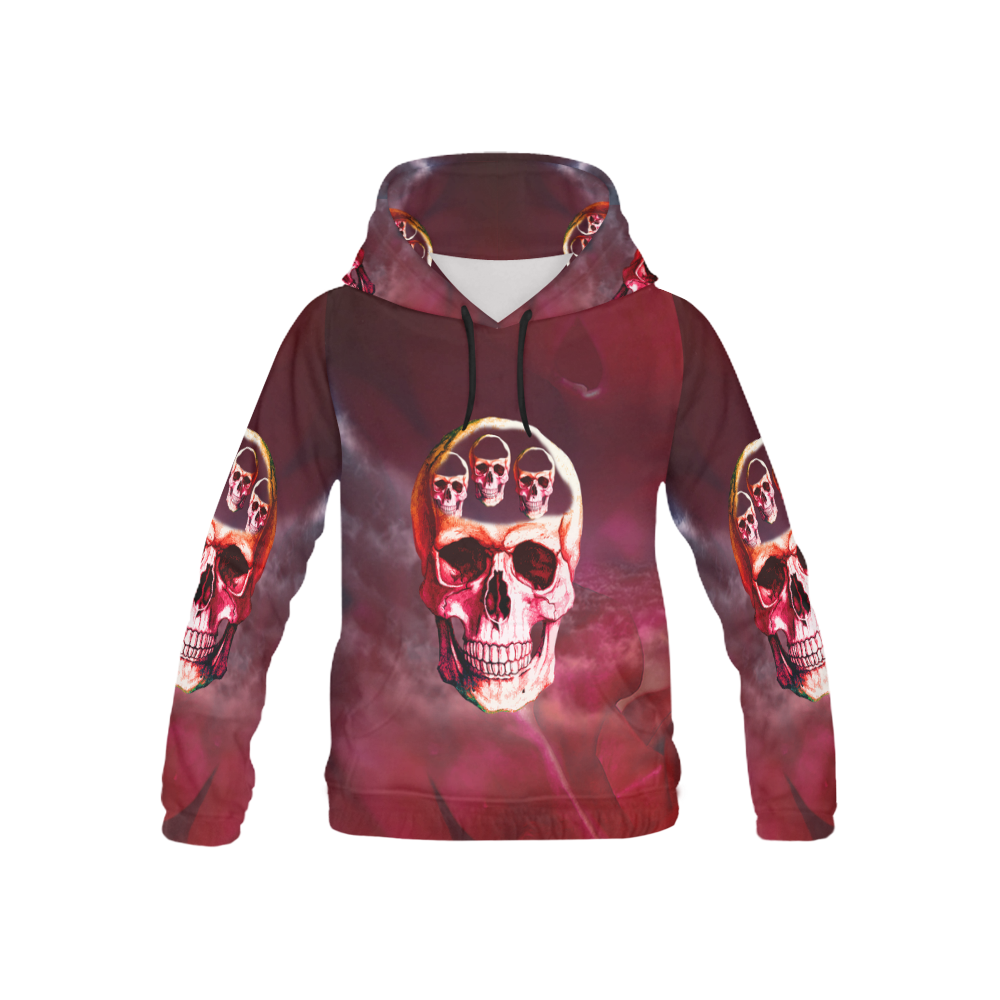 Funny Skulls All Over Print Hoodie for Kid (USA Size) (Model H13)