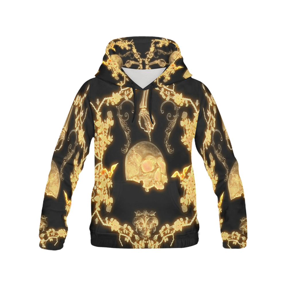 Yellow skull All Over Print Hoodie for Men (USA Size) (Model H13)