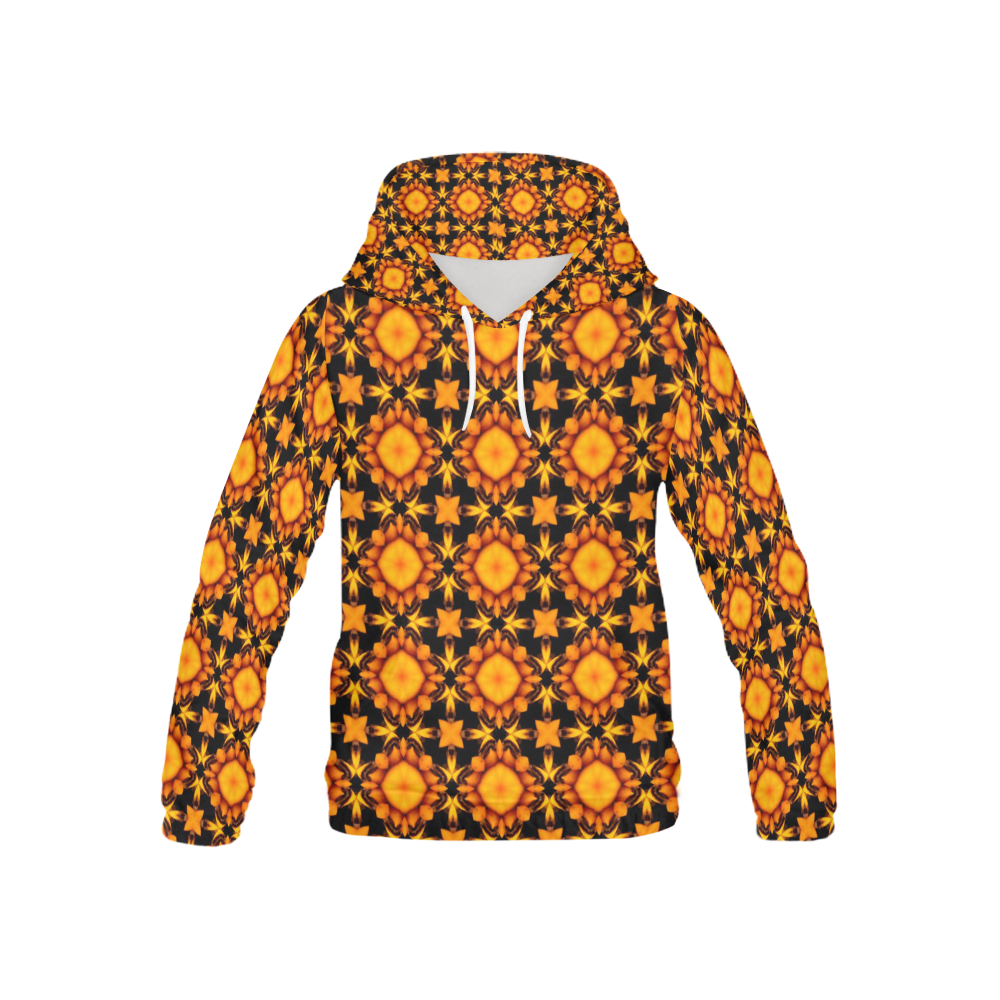 Abstract Geometric Burning Flame All Over Print Hoodie for Kid (USA Size) (Model H13)