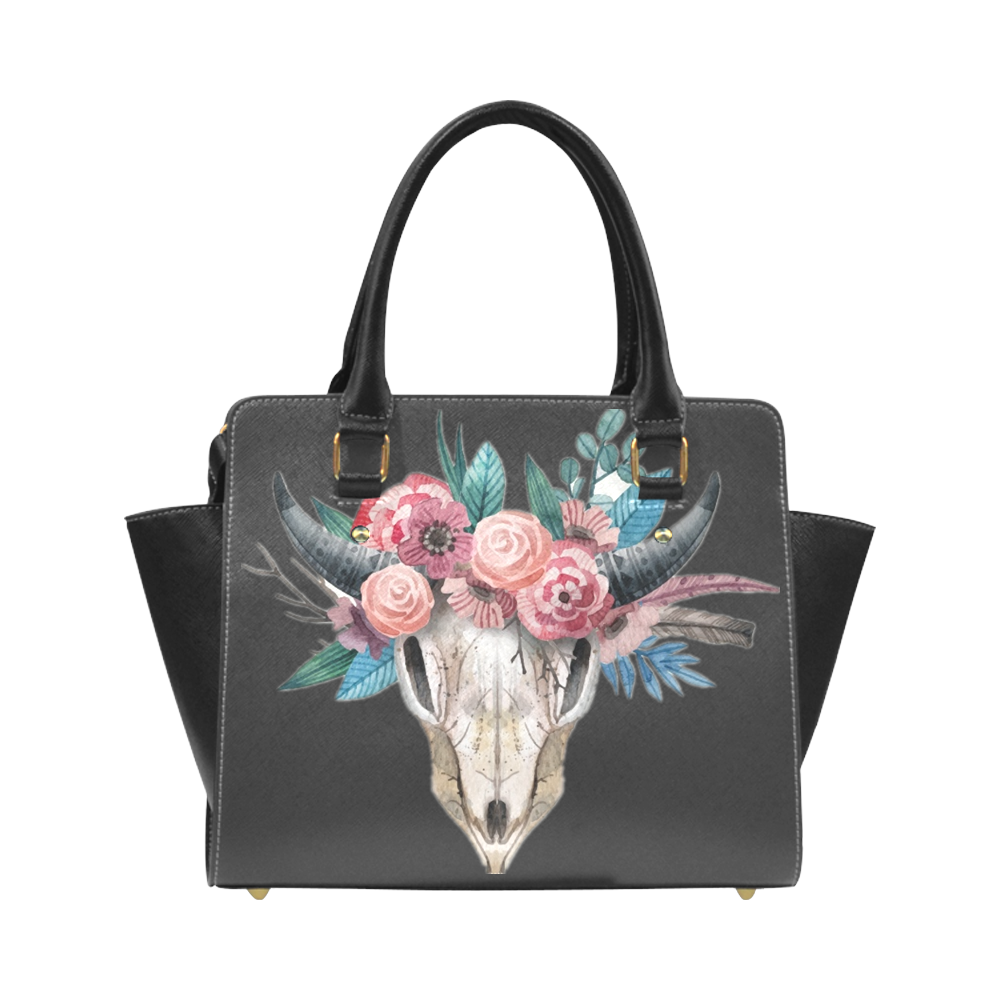 animal-skull-with-flowers Classic Shoulder Handbag (Model 1653)