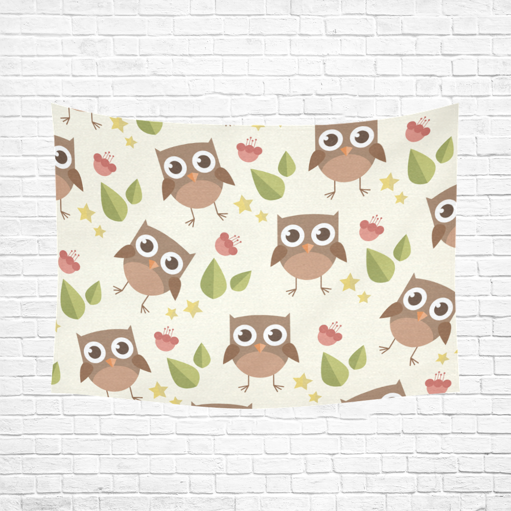 Modern Retro Owl Pattern Cotton Linen Wall Tapestry 80"x 60"