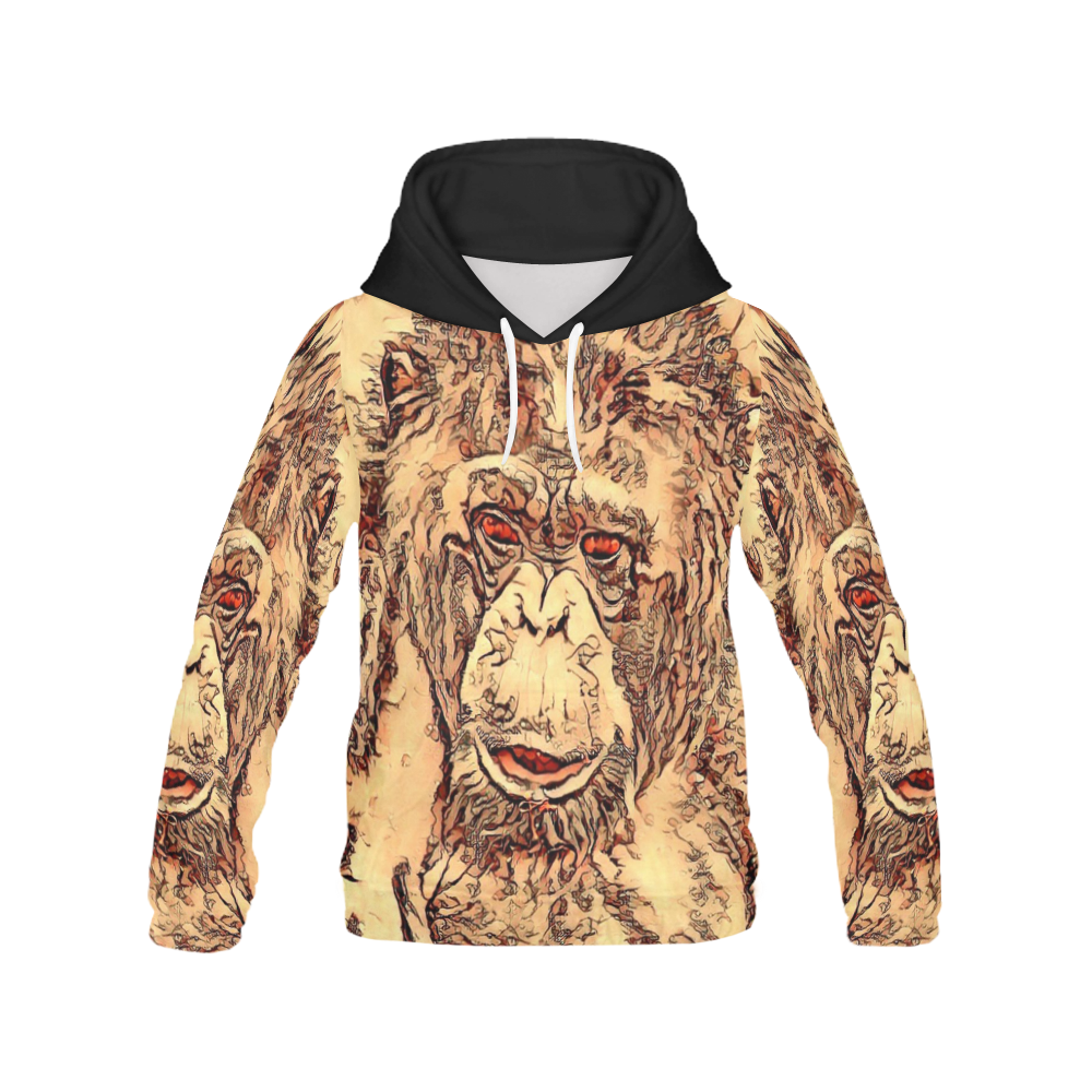Animal ArtStudio- amazing chimpanzee All Over Print Hoodie for Women (USA Size) (Model H13)