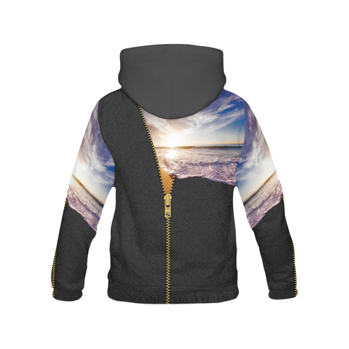 ZIPPER gold Sunset Beach All Over Print Hoodie for Men (USA Size) (Model H13)