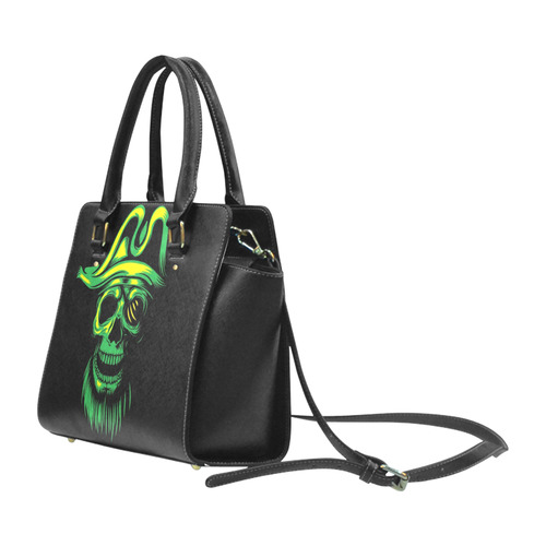 green-pirate-skull Classic Shoulder Handbag (Model 1653)