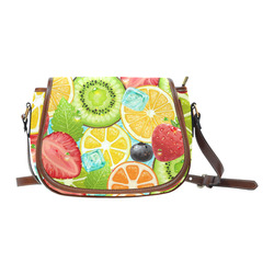 Strawberry Kiwi Orange Fruit Saddle Bag/Small (Model 1649) Full Customization