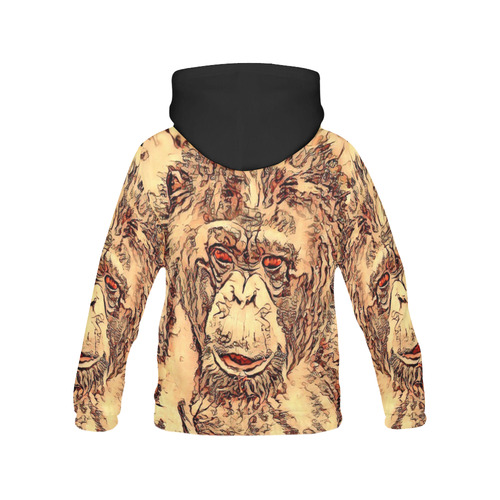 Animal ArtStudio- amazing chimpanzee All Over Print Hoodie for Women (USA Size) (Model H13)